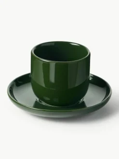 Westwing Collection Porzellan-Espressobecher Nessa mit Untertassen, 4 Stück
