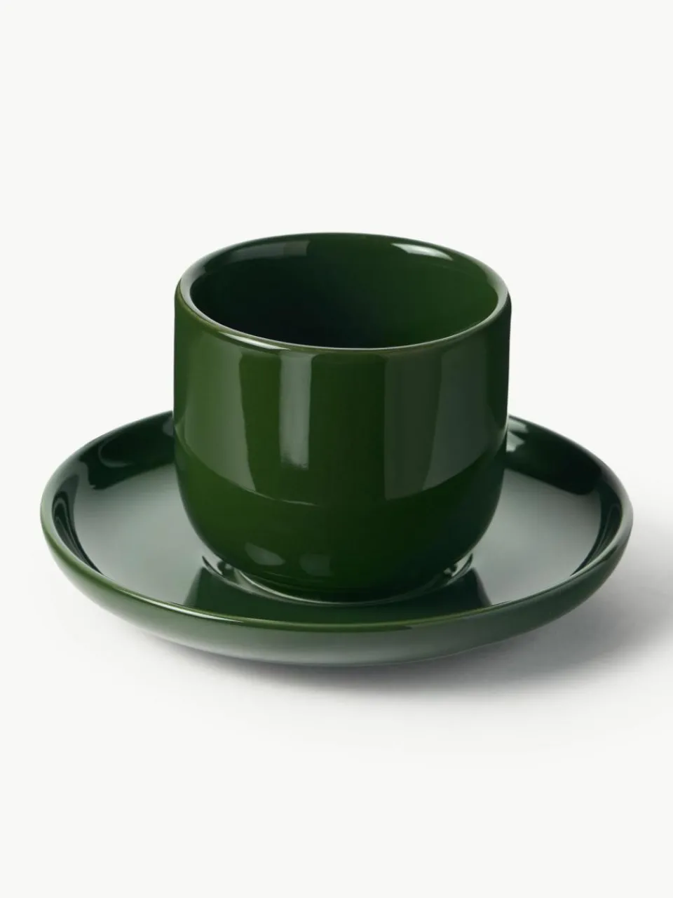 Westwing Collection Porzellan-Espressobecher Nessa mit Untertassen, 4 Stück