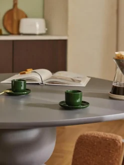 Westwing Collection Porzellan-Espressobecher Nessa mit Untertassen, 4 Stück