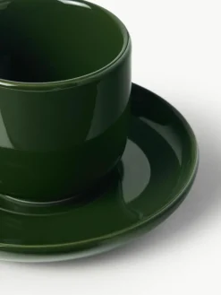 Westwing Collection Porzellan-Espressobecher Nessa mit Untertassen, 4 Stück