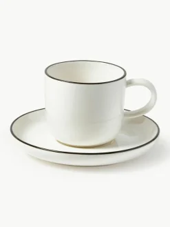 Westwing Collection Porzellan-Espressotassen Facile mit Untertassen, 2 Stück