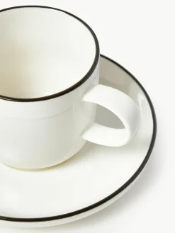 Westwing Collection Porzellan-Espressotassen Facile mit Untertassen, 2 Stück