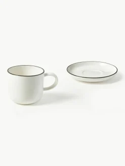 Westwing Collection Porzellan-Espressotassen Facile mit Untertassen, 2 Stück