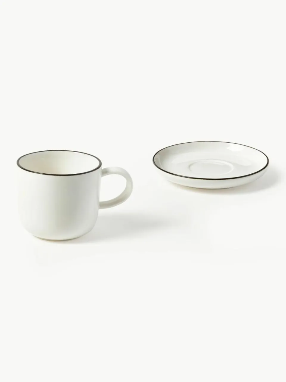 Westwing Collection Porzellan-Espressotassen Facile mit Untertassen, 2 Stück