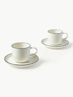 Westwing Collection Porzellan-Espressotassen Facile mit Untertassen, 2 Stück