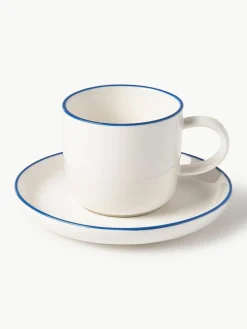 Westwing Collection Porzellan-Espressotassen Facile mit Untertassen, 2 Stück