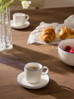 Westwing Collection Porzellan-Espressotassen Facile mit Untertassen, 2 Stück
