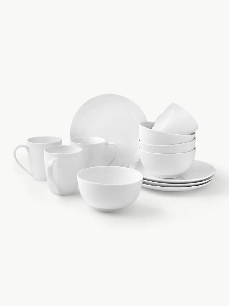 Westwing Collection Porzellan-Frühstücks-Set Delight Classic, 4 Personen (12-tlg.)