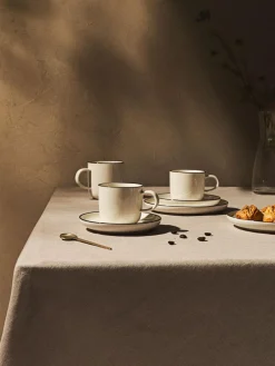 Westwing Collection Porzellan-Kaffeetassen Facile mit Untertassen, 2 Stück