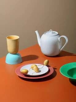 Lyngby Porcelaen Porzellan-Teekanne Rhombe mit Struktur-Muster, 1.9 L