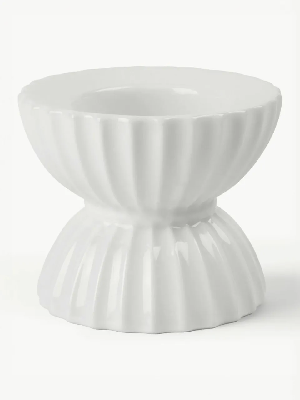 Lyngby Porcelaen Porzellan-Teelichthalter Tura mit geriffelter Oberfläche