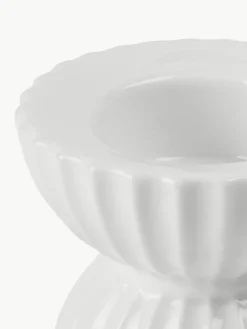 Lyngby Porcelaen Porzellan-Teelichthalter Tura mit geriffelter Oberfläche