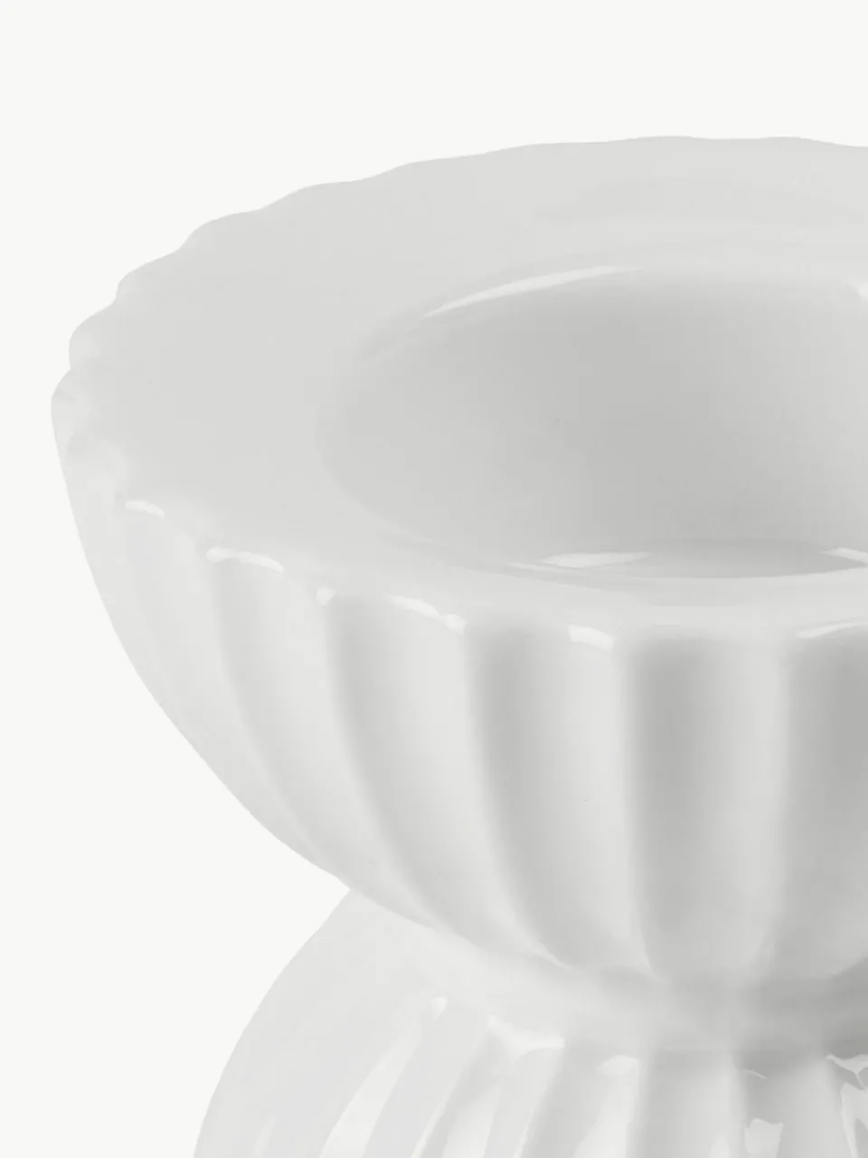 Lyngby Porcelaen Porzellan-Teelichthalter Tura mit geriffelter Oberfläche