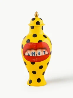 Seletti Porzellan-Vase Toiletpaper mit Deckel, H 47 cm