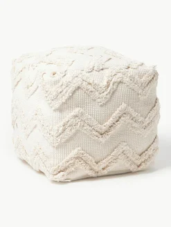 Westwing Collection Pouf Akesha mit getuftetem Zickzack-Muster