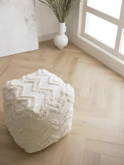 Westwing Collection Pouf Akesha mit getuftetem Zickzack-Muster