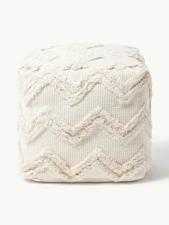 Westwing Collection Pouf Akesha mit getuftetem Zickzack-Muster