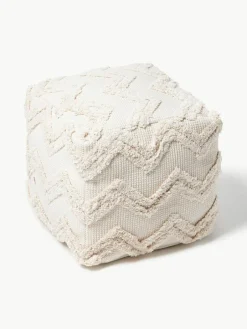 Westwing Collection Pouf Akesha mit getuftetem Zickzack-Muster