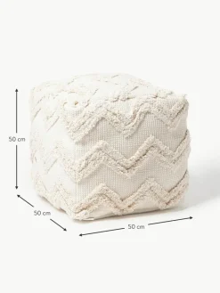 Westwing Collection Pouf Akesha mit getuftetem Zickzack-Muster