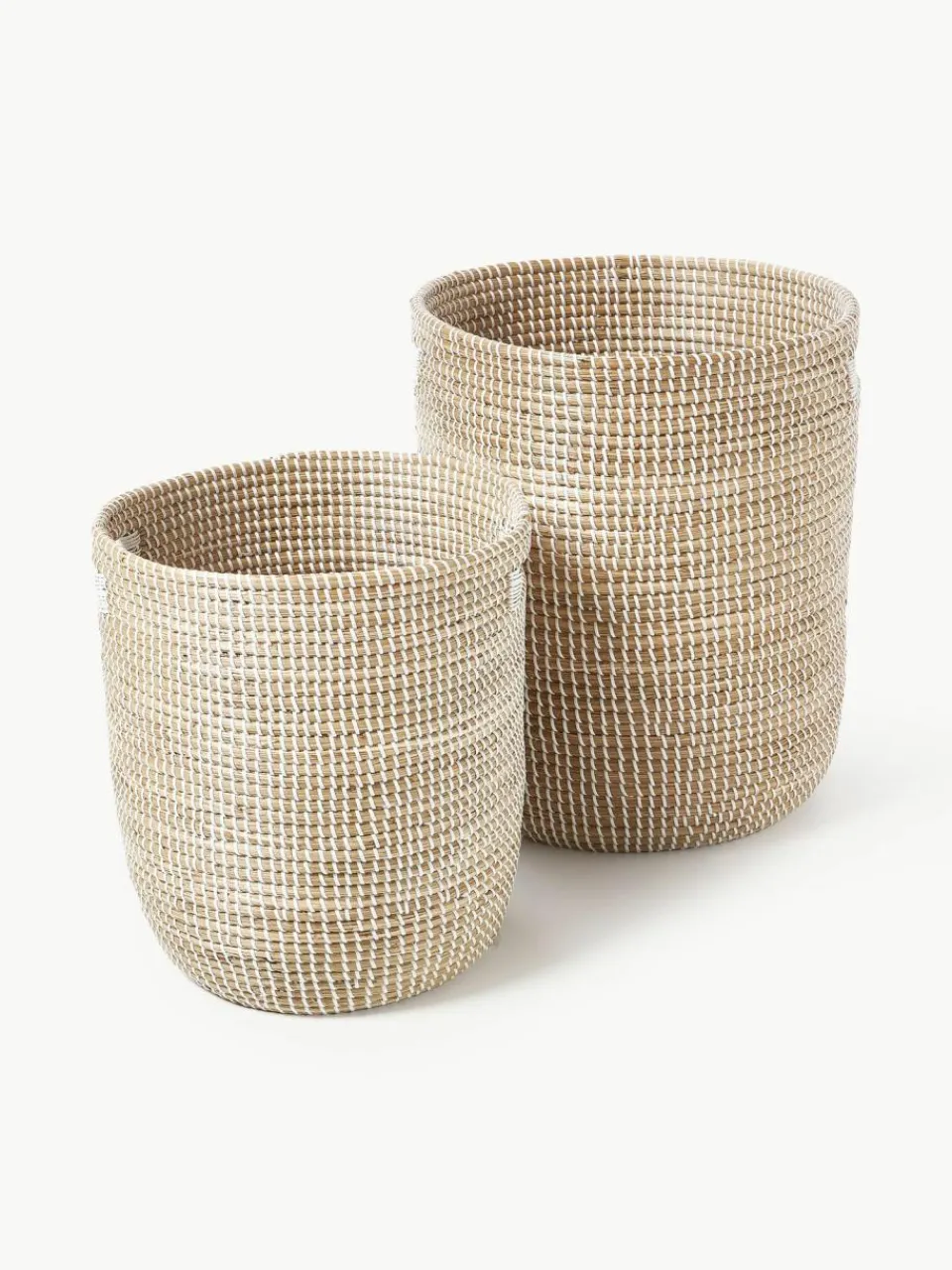 Westwing Collection Runde Aufbewahrungskörbe Aleya aus Seegras, 2er-Set