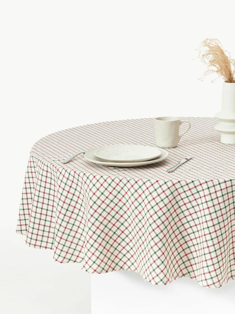 Westwing Collection Runde Baumwoll-Tischdecke Ulla