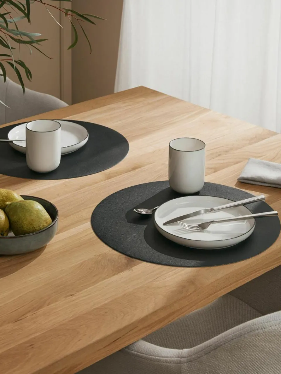 Asa Selection Runde Kunstleder-Tischsets Pik, 2 Stück