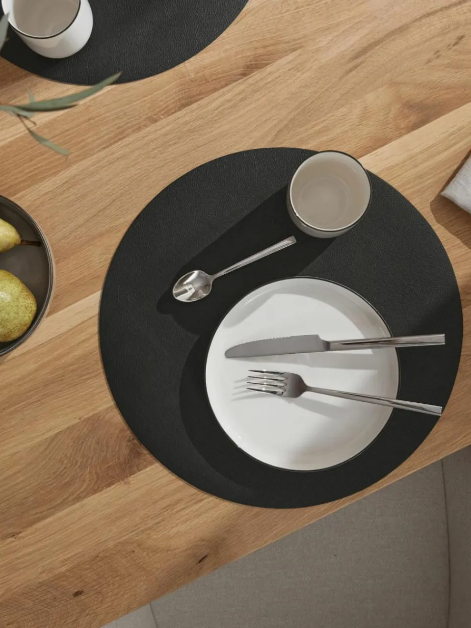Asa Selection Runde Kunstleder-Tischsets Pik, 2 Stück