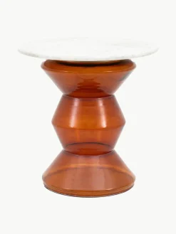 Westwing Runder Beistelltisch Turin aus Glas und Marmor, mundgeblasen