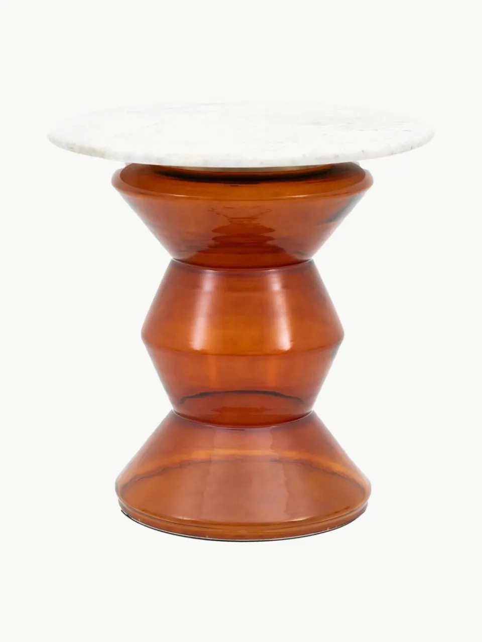 Westwing Runder Beistelltisch Turin aus Glas und Marmor, mundgeblasen
