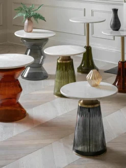 Westwing Runder Beistelltisch Turin aus Glas und Marmor, mundgeblasen
