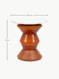 Westwing Runder Beistelltisch Turin aus Glas und Marmor, mundgeblasen