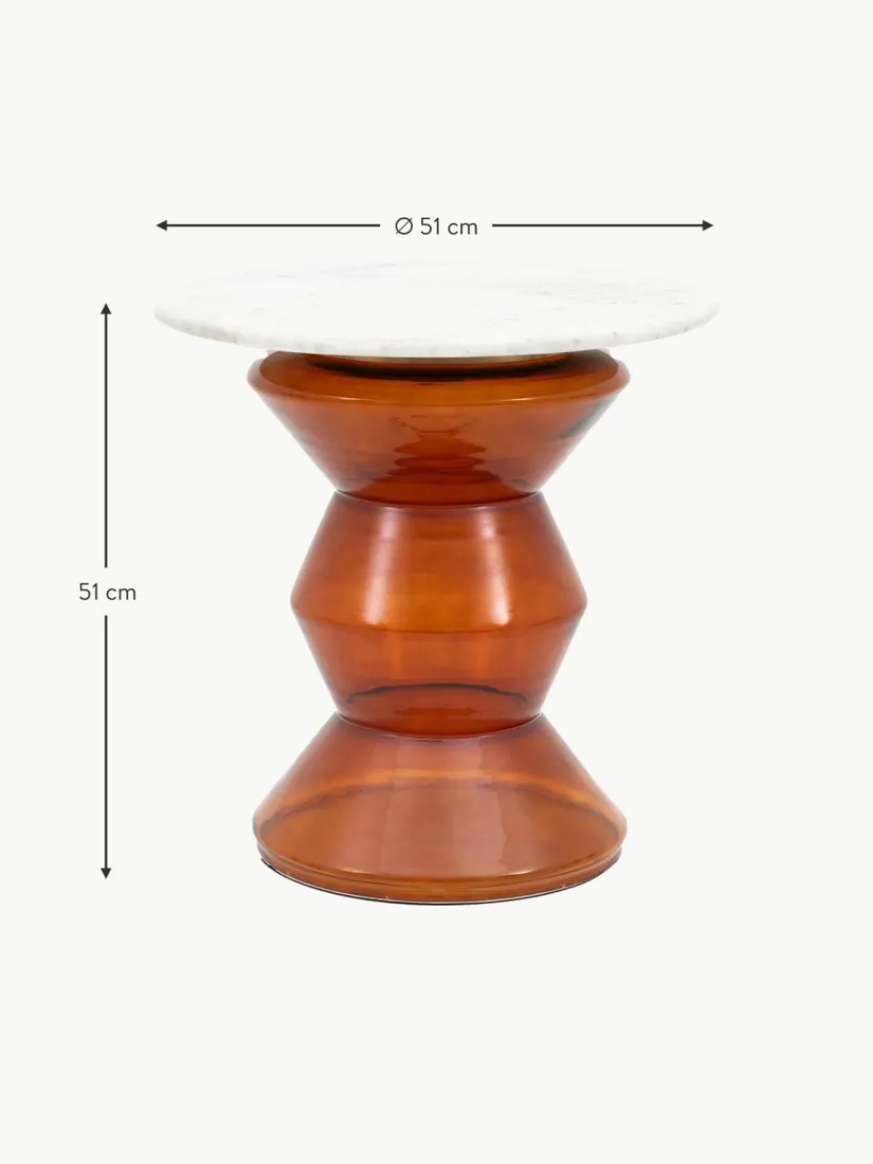 Westwing Runder Beistelltisch Turin aus Glas und Marmor, mundgeblasen