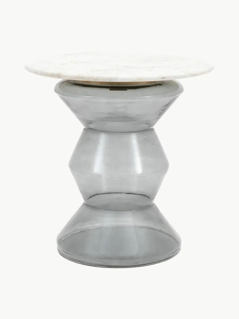 Westwing Runder Beistelltisch Turin aus Glas und Marmor, mundgeblasen