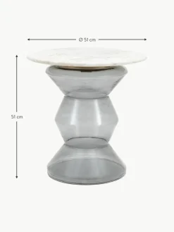 Westwing Runder Beistelltisch Turin aus Glas und Marmor, mundgeblasen