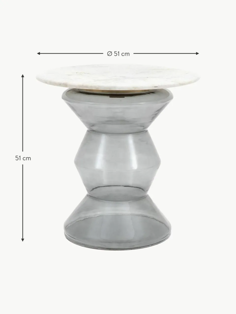 Westwing Runder Beistelltisch Turin aus Glas und Marmor, mundgeblasen