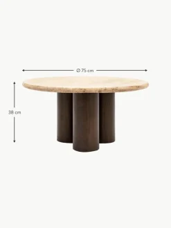 Westwing Runder Couchtisch Trevi mit Travertin-Tischplatte, Ø 75 cm