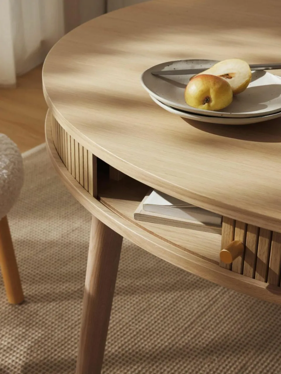 Westwing Collection Runder Esstisch Calary mit Stauraum, Ø 120 cm