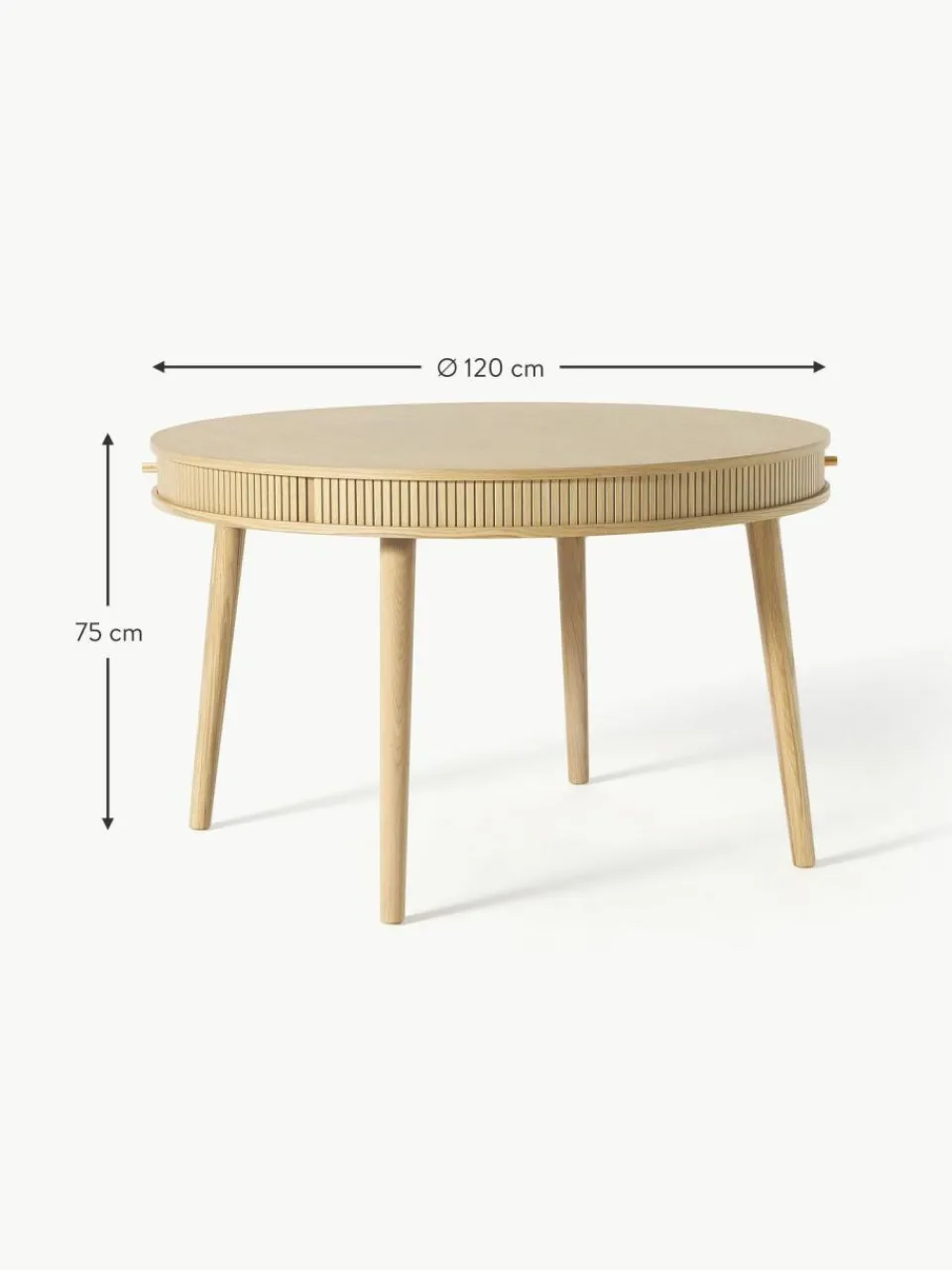 Westwing Collection Runder Esstisch Calary mit Stauraum, Ø 120 cm