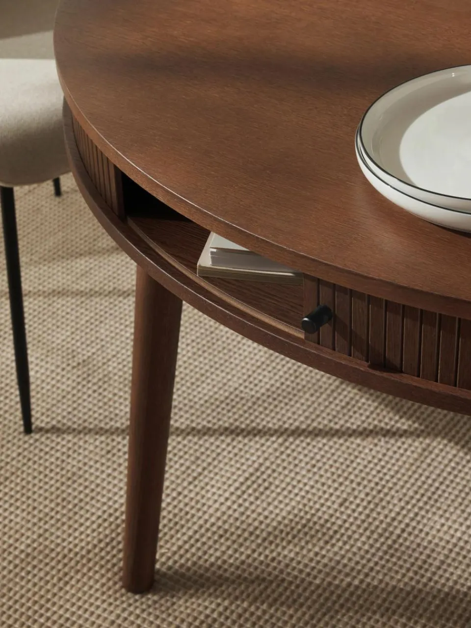 Westwing Collection Runder Esstisch Calary mit Stauraum, Ø 120 cm