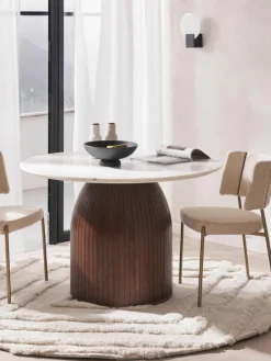 Westwing Collection Runder Esstisch Nelly mit Marmor-Tischplatte, Ø 115 cm