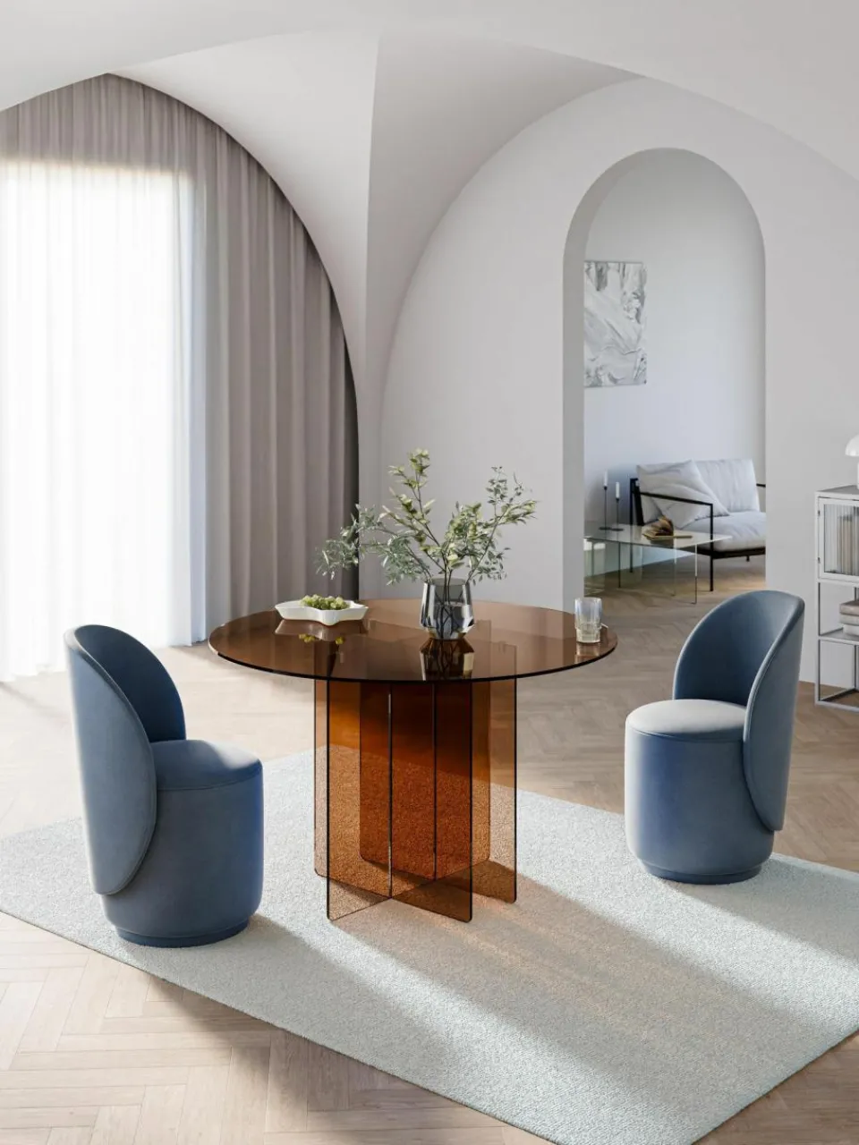 Westwing Collection Runder Glas-Esstisch Anouk, Ø 120 cm