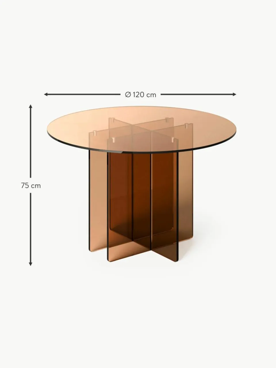 Westwing Collection Runder Glas-Esstisch Anouk, Ø 120 cm