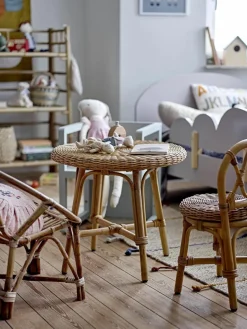 Kinder Bloomingville mini Runder Rattan-Kindertisch Hortense