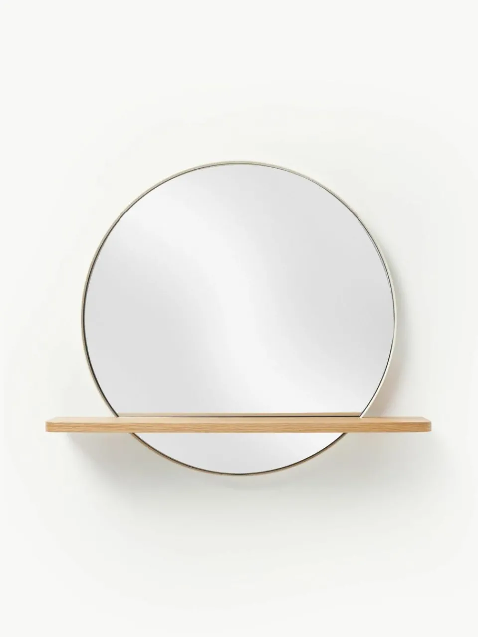 Westwing Collection Runder Wandspiegel Kenny mit Holz-Ablage