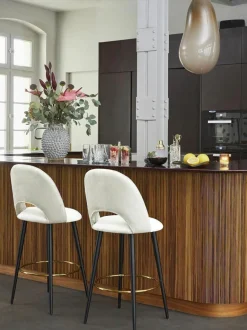 Westwing Collection Samt-Barstuhl Rachel