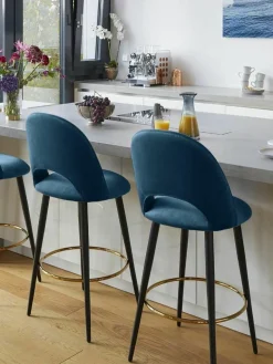 Westwing Collection Samt-Barstuhl Rachel