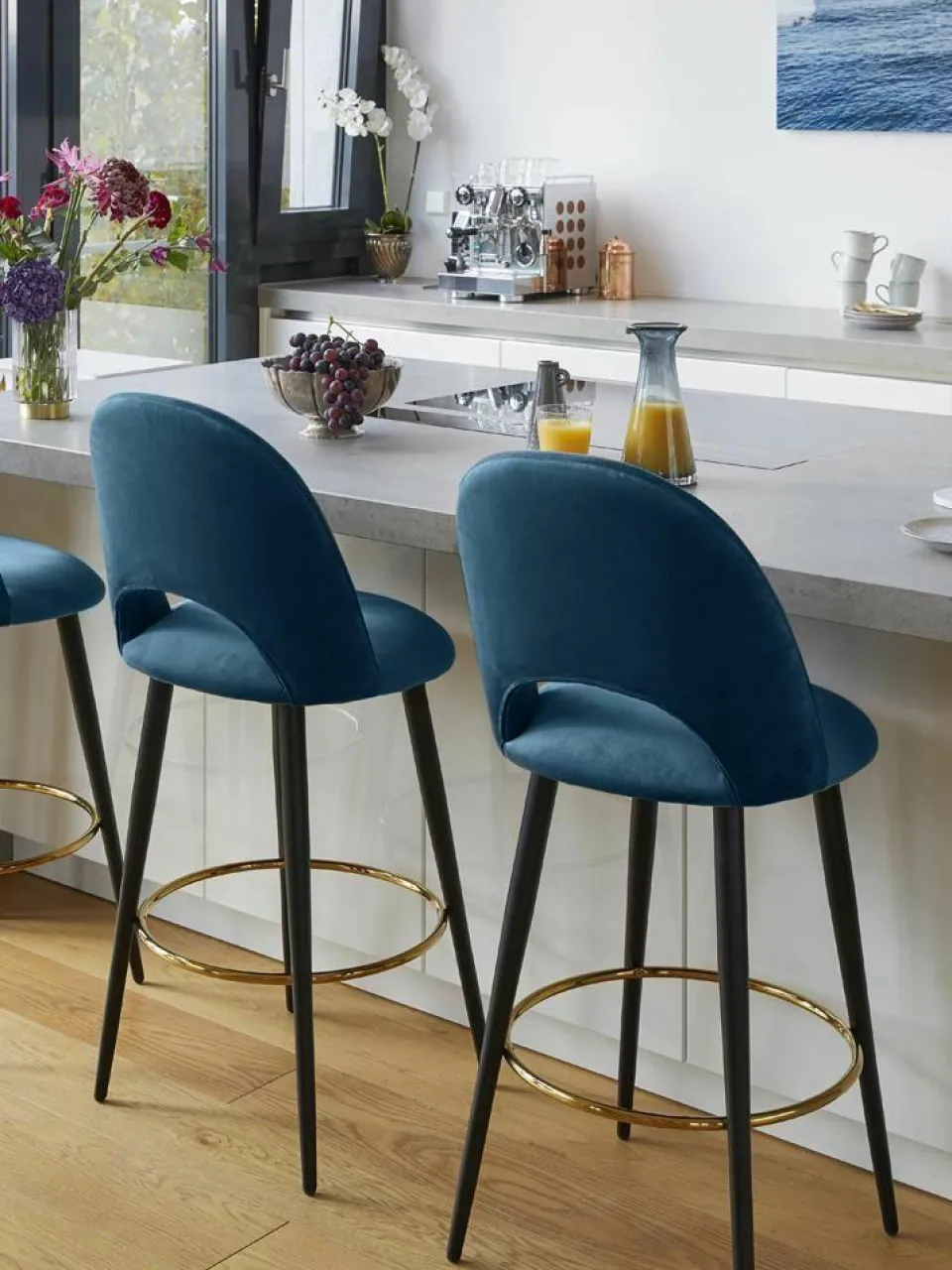 Westwing Collection Samt-Barstuhl Rachel