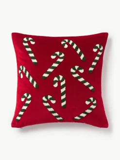 Westwing Collection Samt-Kissenhülle Darva mit getuftetem Zuckerstangen-Muster