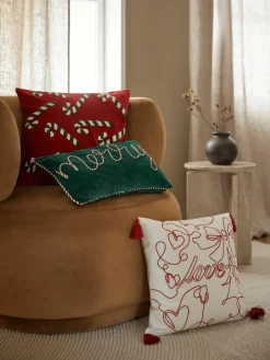 Westwing Collection Samt-Kissenhülle Darva mit getuftetem Zuckerstangen-Muster