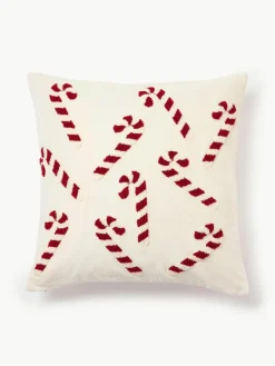 Westwing Collection Samt-Kissenhülle Darva mit getuftetem Zuckerstangen-Muster